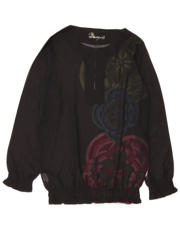 DESIGUAL Blusa de manga larga para mujer UK 40 XL Poliéster geométrico negro