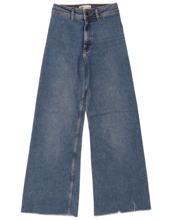 Zara Vaqueros Rectos De Cintura Alta The Marine EU 36 XS W26 L29 Azul