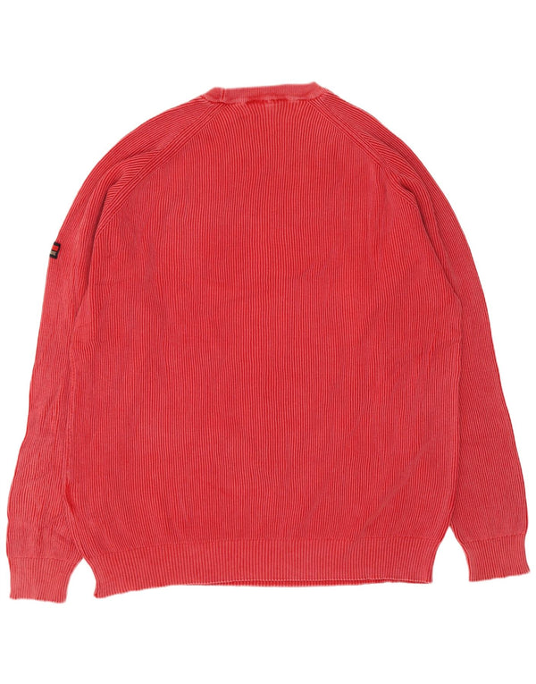 Navigare Jersey de cuello redondo para hombre, talla 2XL, algodón rojo