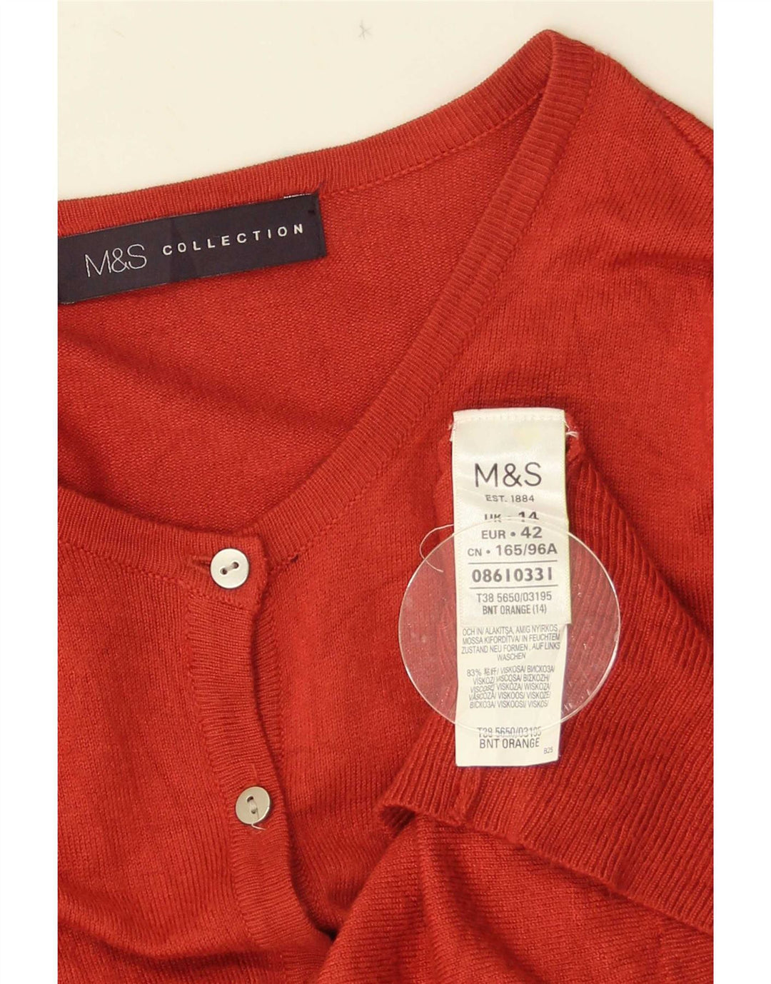 Marks & Spencer Suéter tipo cárdigan para mujer UK 44 Viscosa naranja mediana