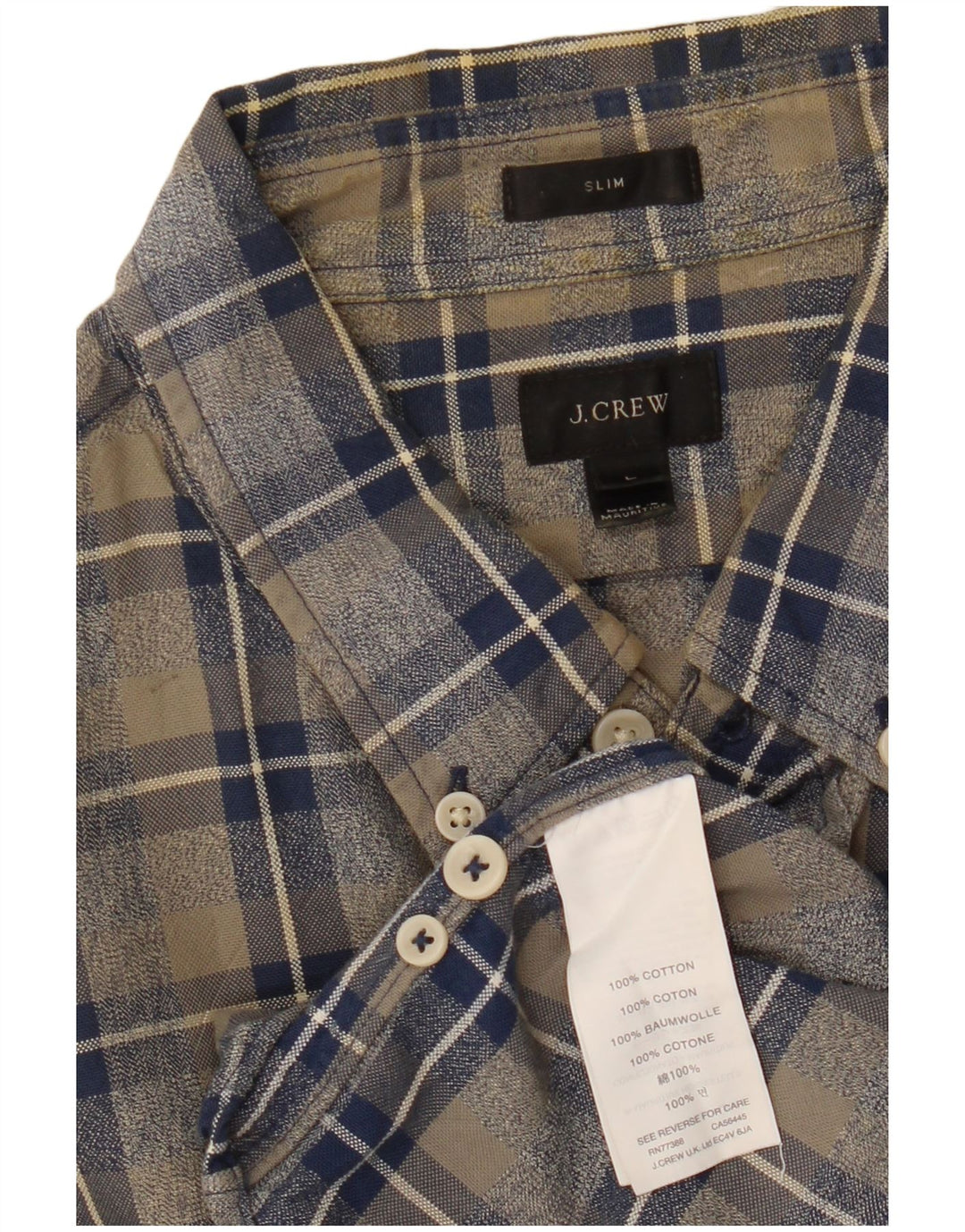 J. Crew Camisa Slim Fit para Hombre de Algodón con Cuadros Multicolores Grandes