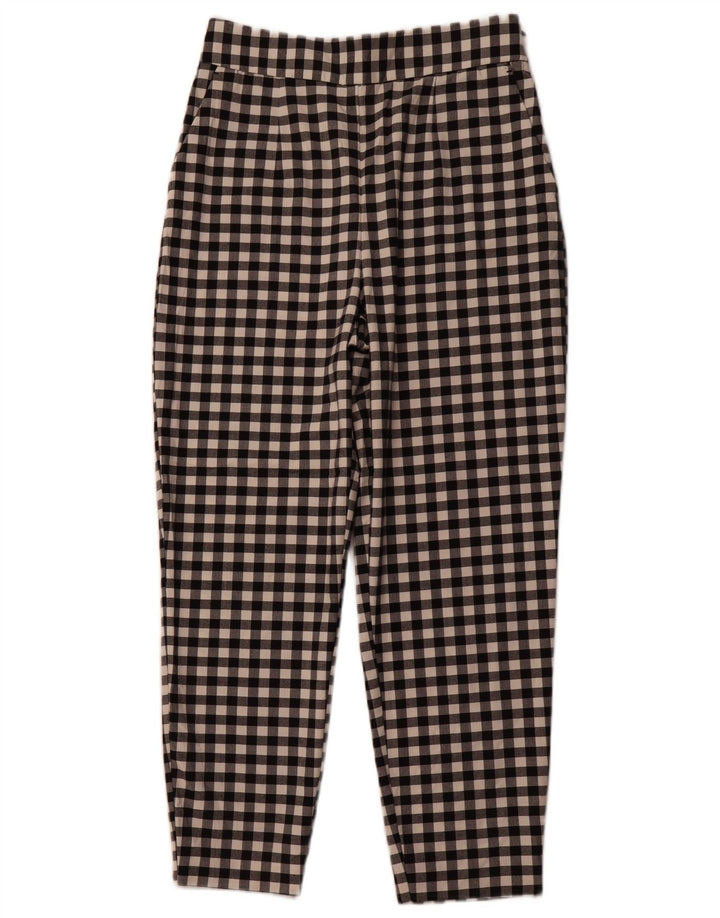 ZARA Mujer Pantalón Chino Tapered Mediano W28 L26 Poliéster Vichy Negro
