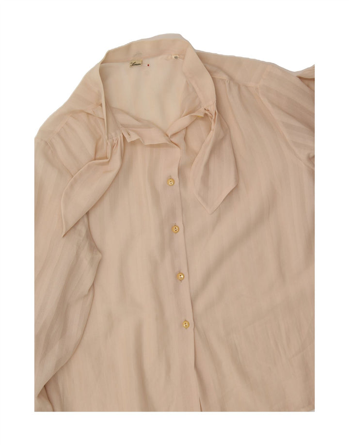 SIMON Womens Front Tie Shirt Blouse IT 48 XL Beige Polyester Vintage Simon and Second-Hand Simon from Messina Hembry 
