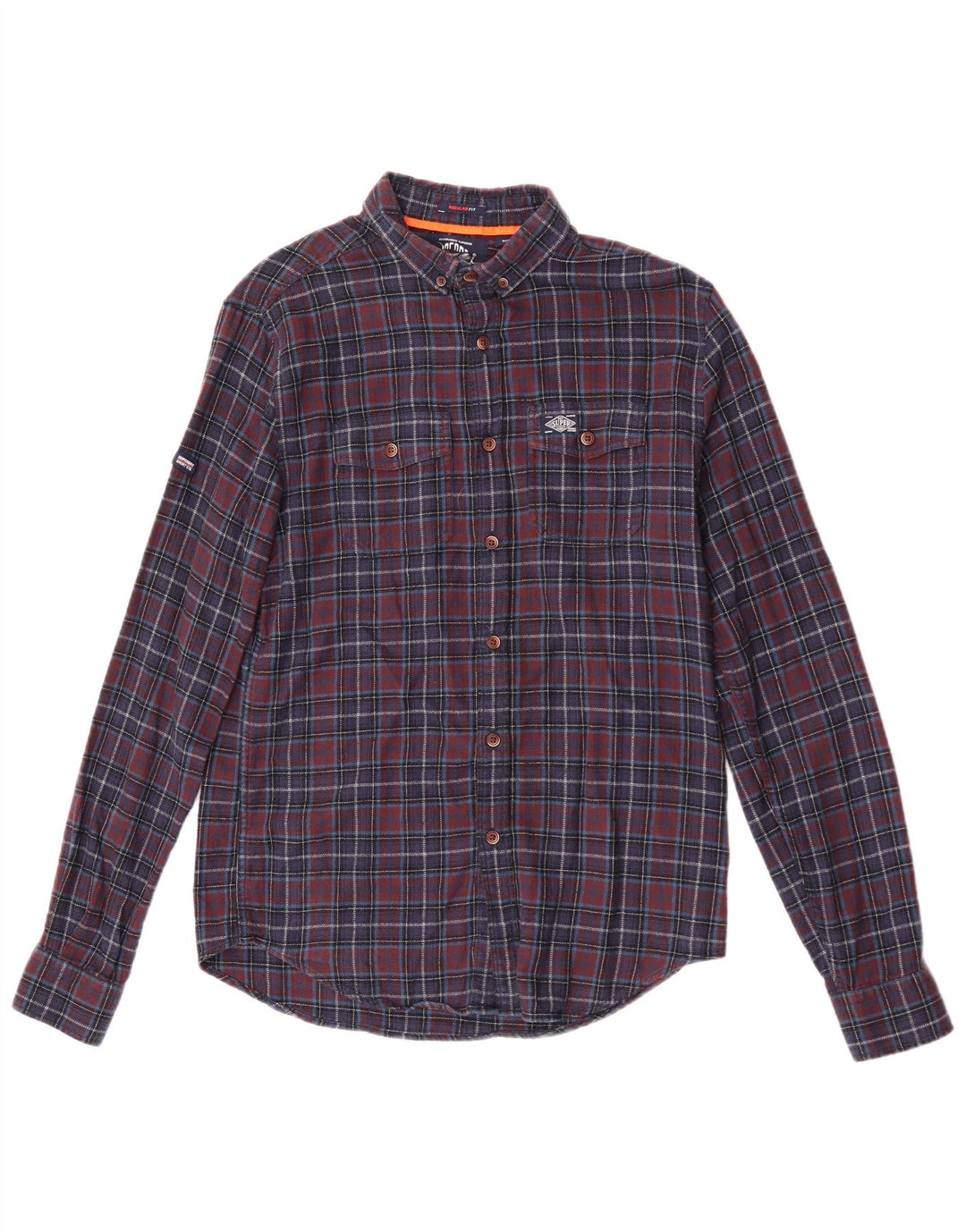 Superdry Camisa De Franela Regular Fit De Algodón A Cuadros Azul Marino Pequeño