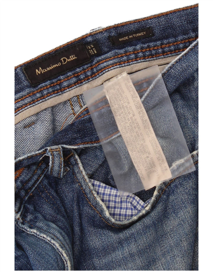 Massimo Dutti Vaqueros Rectos Desgastados para Hombre EU 42 Large W32 L29 Azul