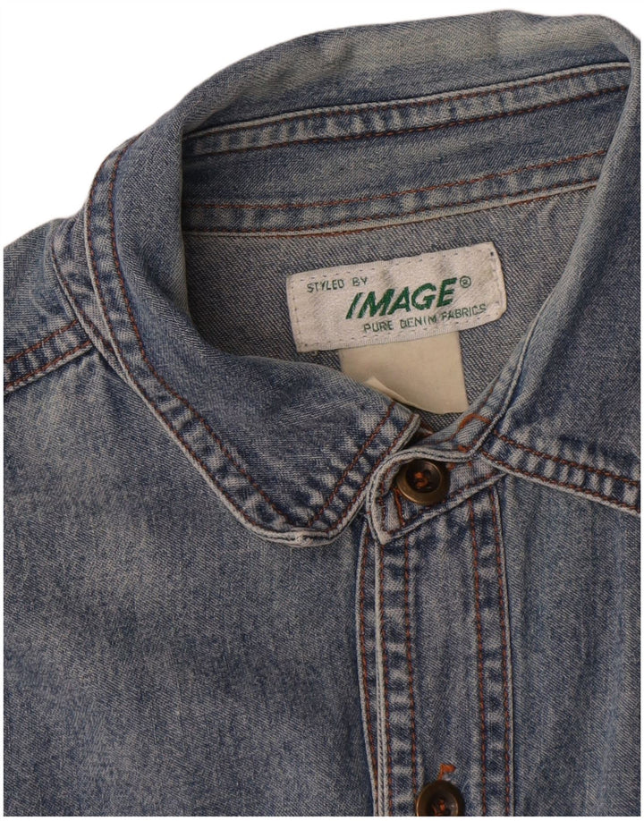 Camisa vaquera vintage para hombre azul grande