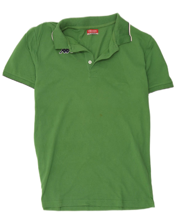 Kappa Mens Polo Shirt Large Green Striped Cotton