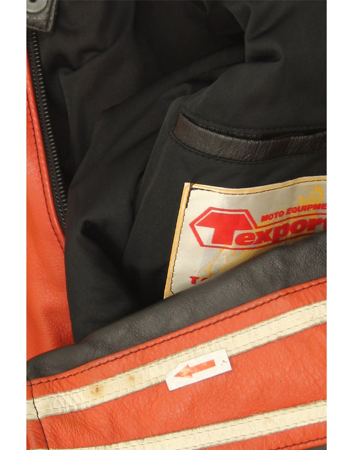 Vintage mujer cuero Racer chaqueta IT 52 2XL rojo colorblock