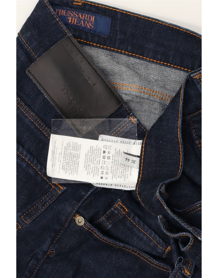 TRUSSARDI Mens Slim Jeans IT 46 Small W30 L27 Navy Blue Polyester Vintage Trussardi and Second-Hand Trussardi from Messina Hembry 