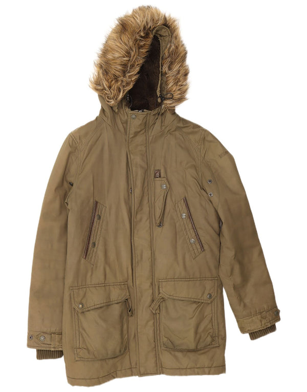 Schott Chaqueta Parka Sherpa con Capucha para Hombre UK 36 Small Algodón Caqui