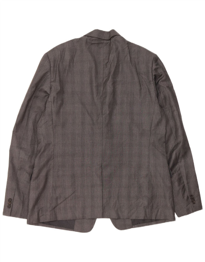 Prada Chaqueta Blazer De 2 Botones Para Hombre IT 56 2XL Viscosa A Cuadros Gris