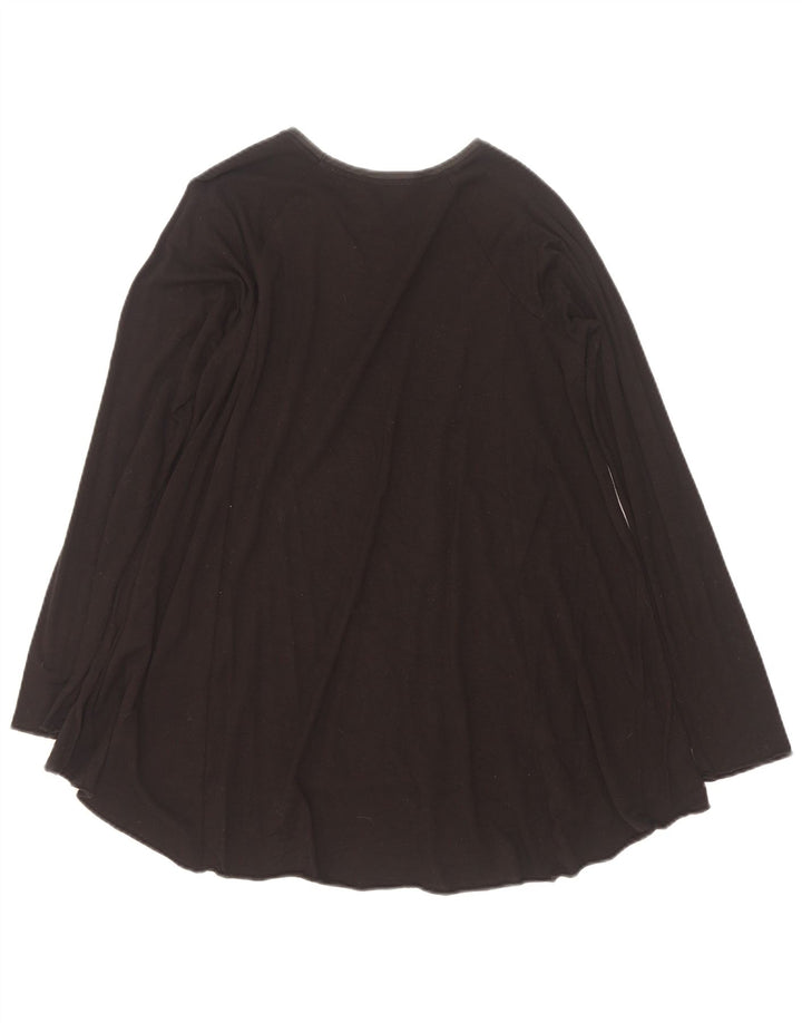 Zara Mujer Top Manga Larga UK 44 Mediano Negro