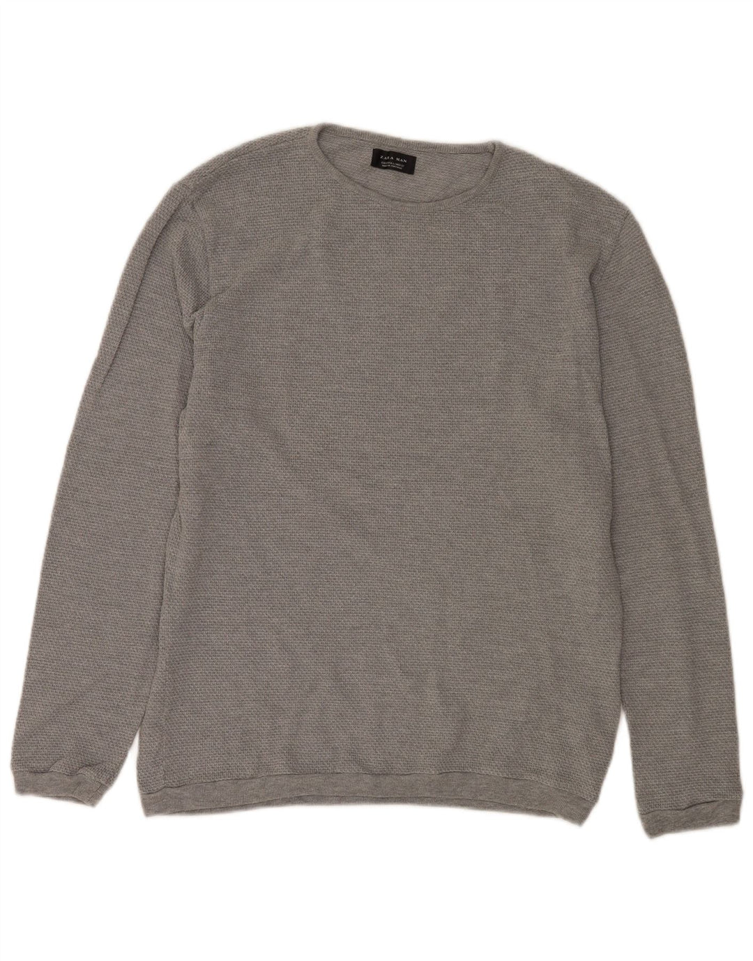 Zara Hombre Jersey Cuello Redondo Jersey Grande Algodón Gris