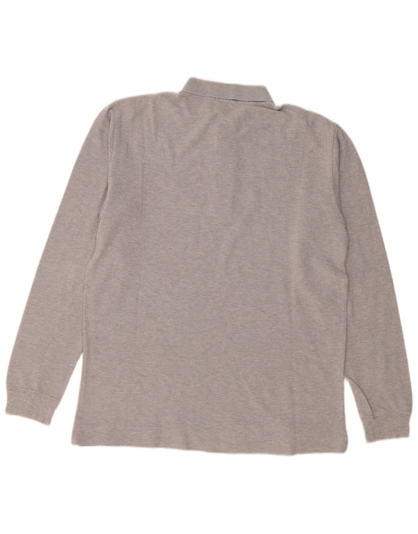 BENETTON Polo de manga larga para hombre gris medio moteado