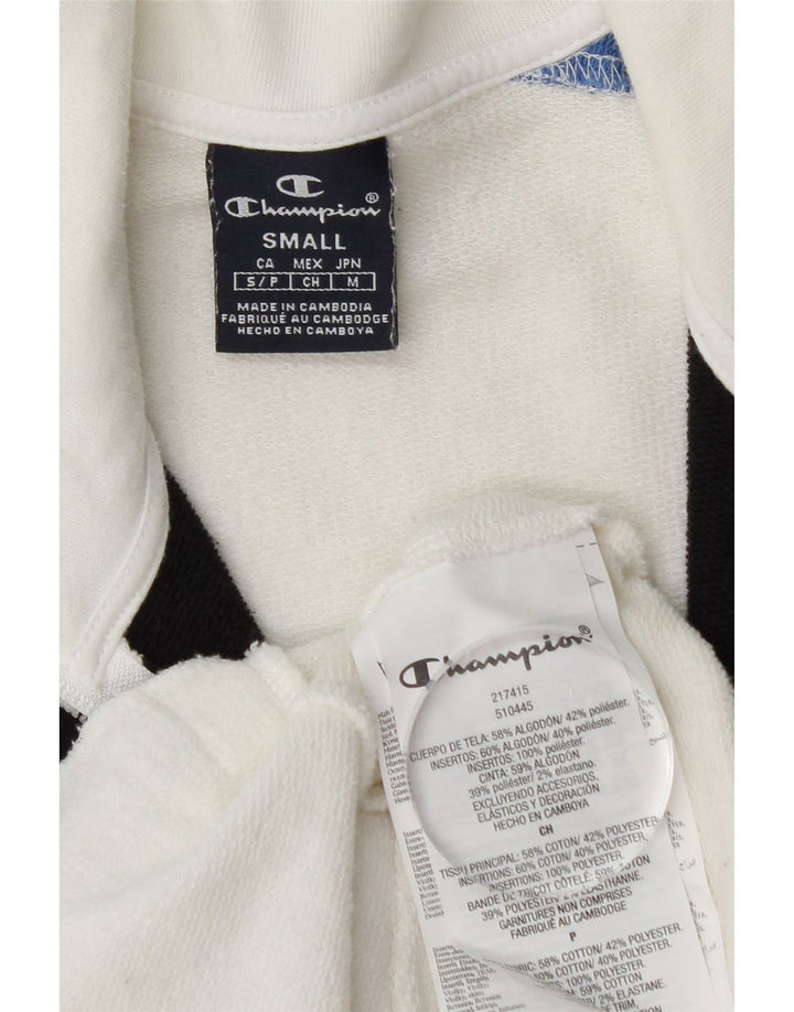 CHAMPION Chaqueta de chándal con gráfico para hombre, talla pequeña, algodón blanco con bloques de color
