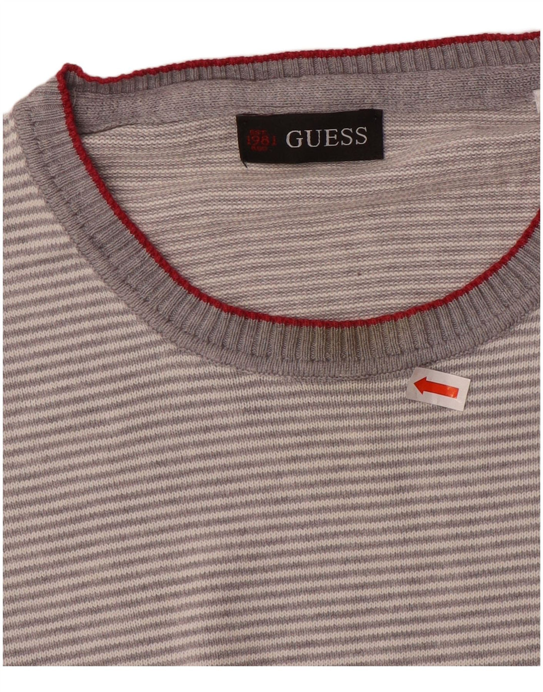 Guess Jersey De Cuello Redondo Para Hombre Jersey De Algodón A Rayas Gris Grande