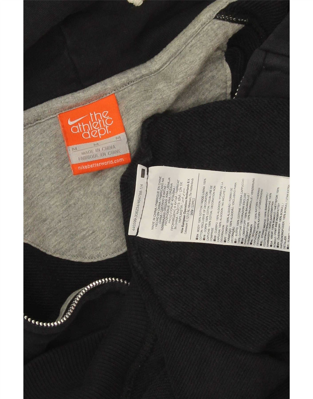 Nike Sudadera con capucha y cremallera gráfica para hombre, algodón azul marino mediano