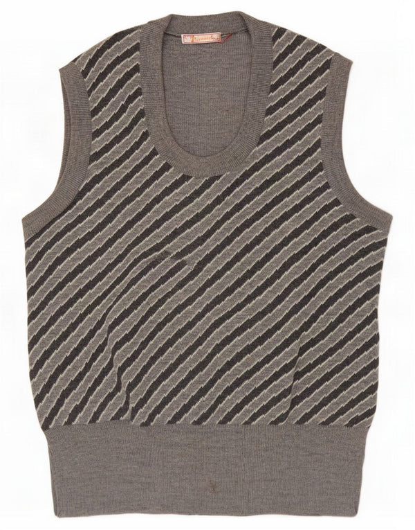 Camiseta sin mangas vintage para mujer UK 10 Small Grey Stripe