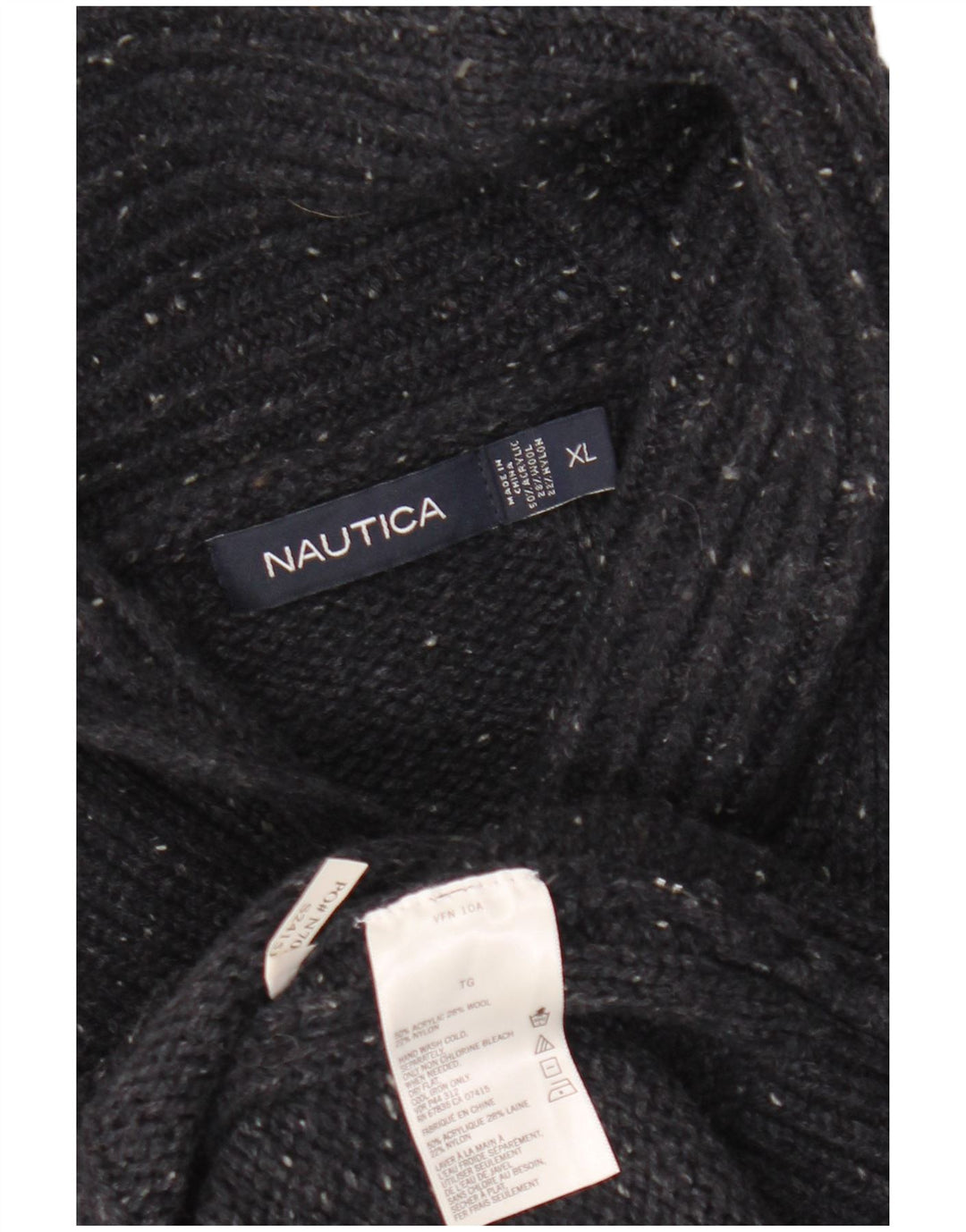 NAUTICA Jersey con Cuello Chal para Hombre XL Acrílico Negro