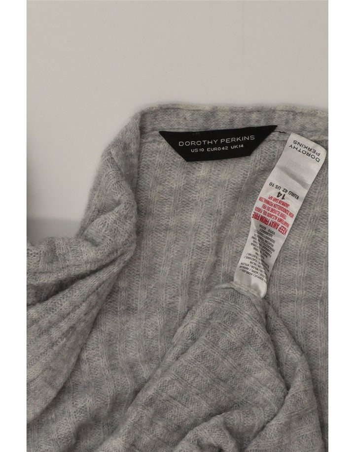 DOROTHY PERKINS Suéter tipo cárdigan largo para mujer Reino Unido 14 Gris grande