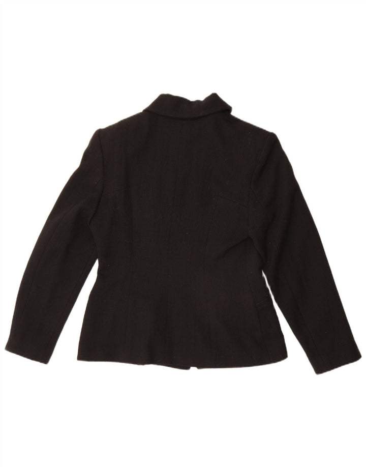 Vintage mujer chaqueta blazer con cremallera completa IT 42 poliéster negro medio