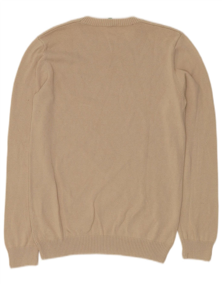 BENETTON Jersey de cuello redondo para niño 11-12 años 2XL Algodón beige