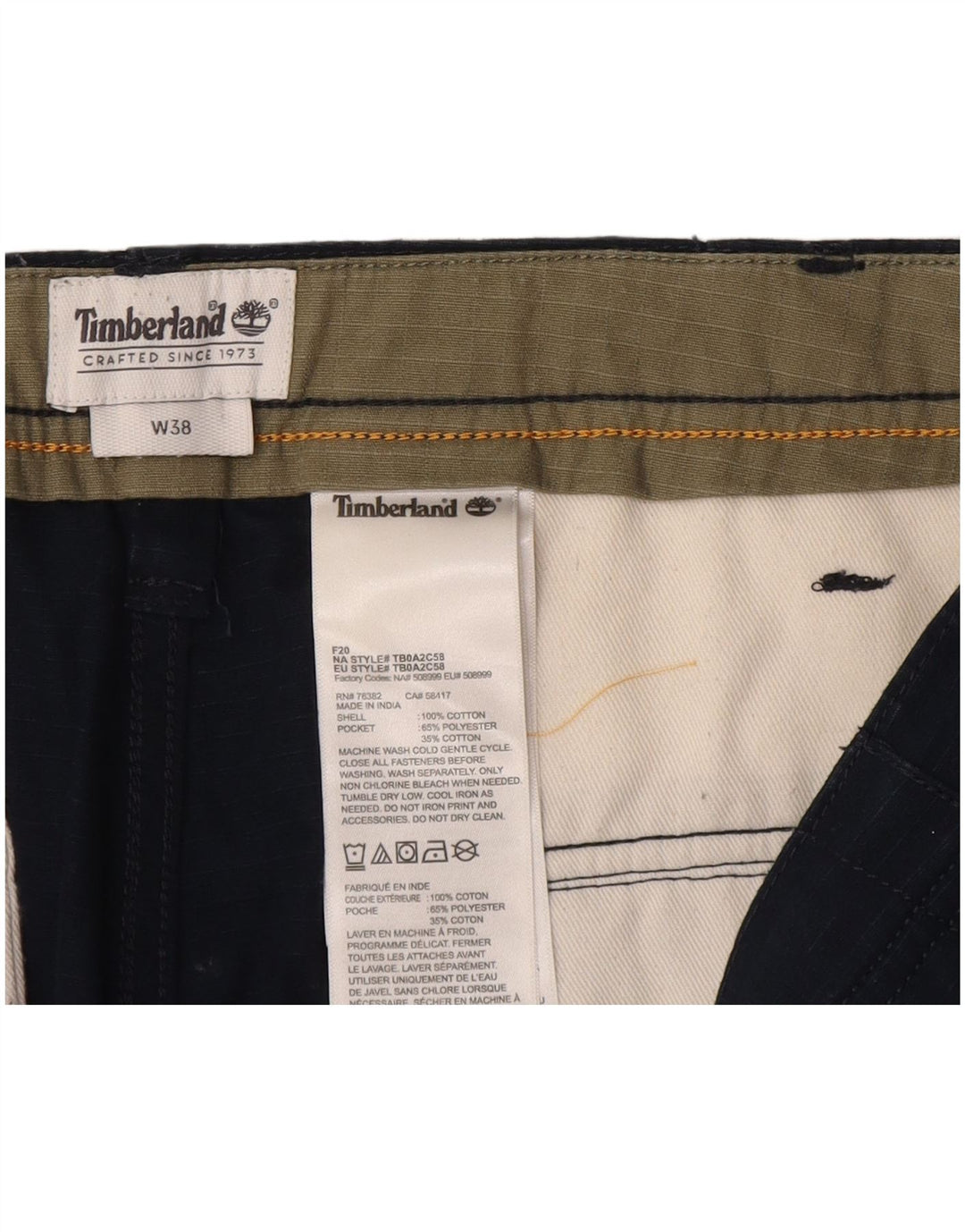 TIMBERLAND Pantalones cortos cargo para hombre W38 XL Algodón azul marino