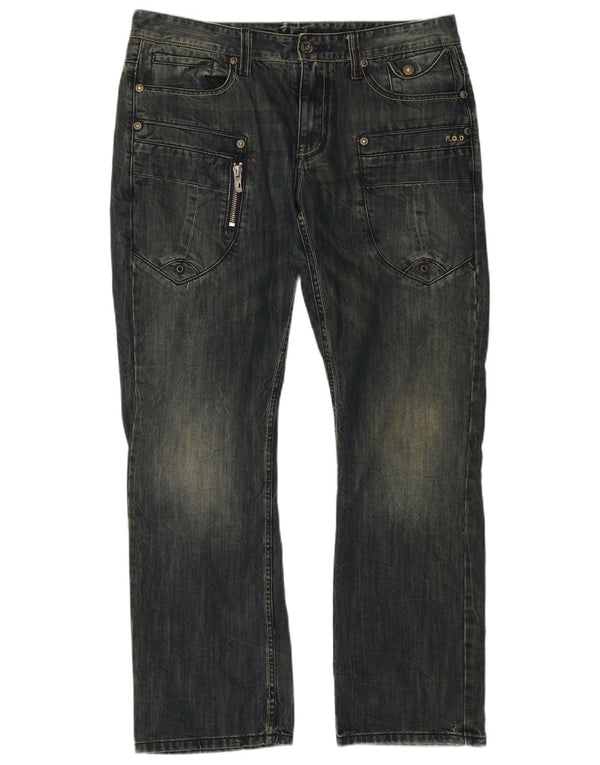 Vintage Mens Cargo Straight Jeans W36 L32 Navy Blue Cotton