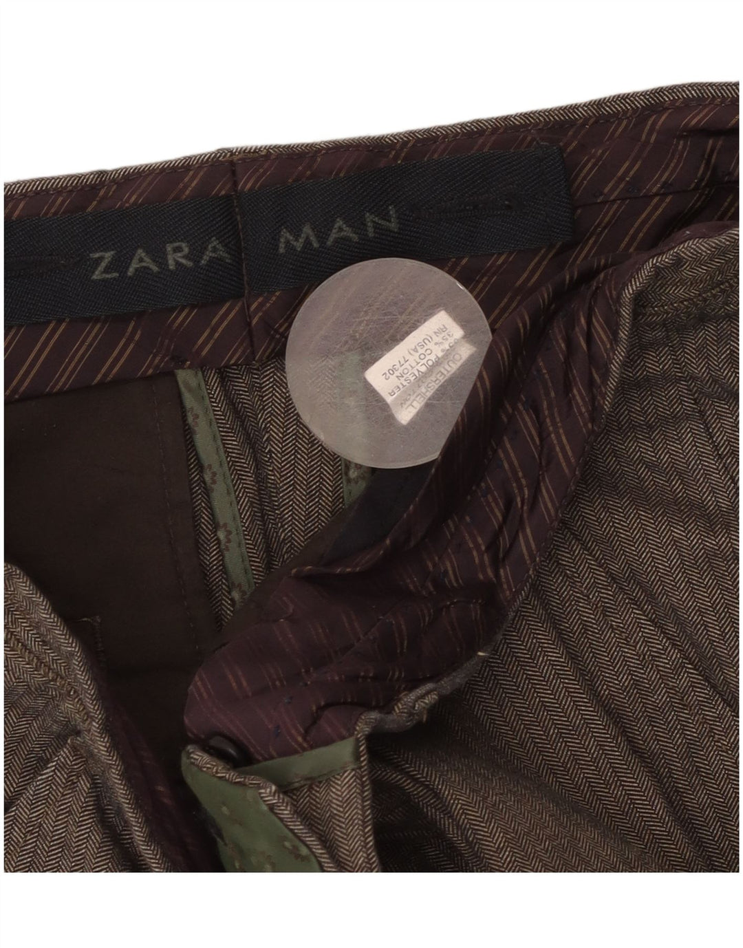 Zara Hombre Pantalón De Traje Recto W36 L31 Algodón Gris Espiga