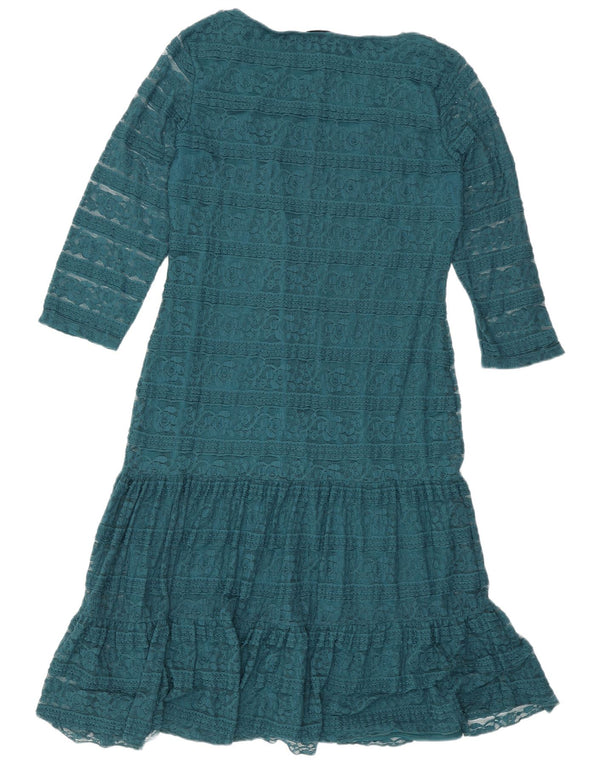 Marks & Spencer Vestido de cintura caída con manga 3/4 para mujer UK 44 Verde grande