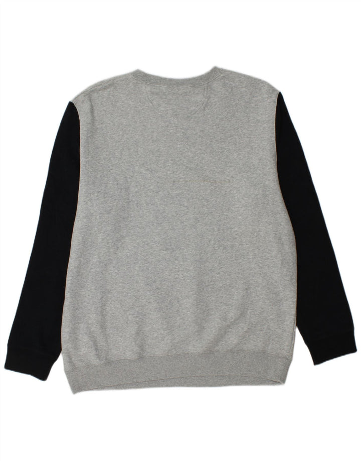 CONVERSE Hombre Sudadera gráfica Jumper XL Gris Colorblock Algodón