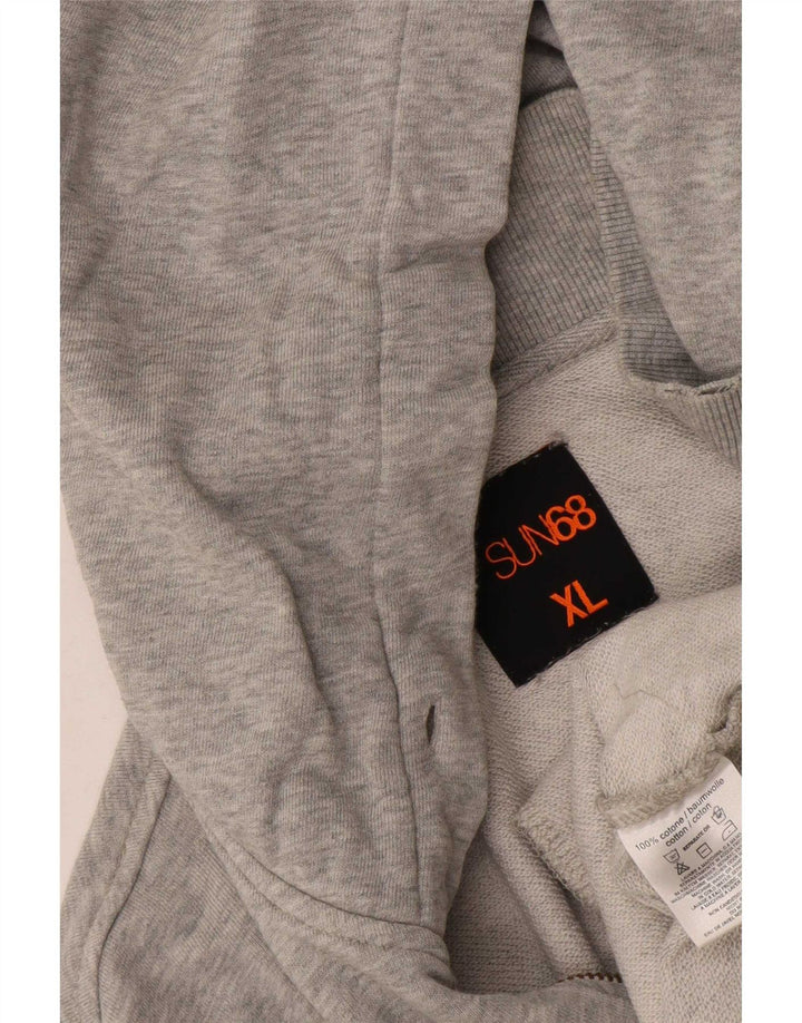 Sun68 Suéter con capucha y cremallera para hombre XL Algodón gris
