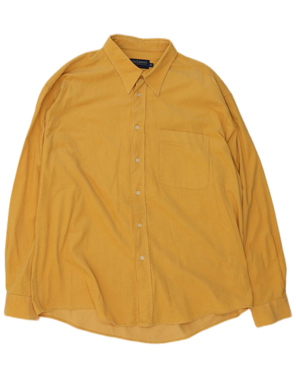 VINTAGE Camisa de pana para hombre 2XL Algodón amarillo