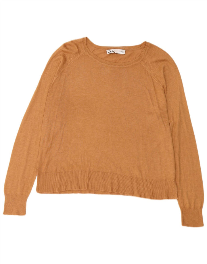 Zara - Jersey con cuello barco para mujer, talla 40, color beige medio