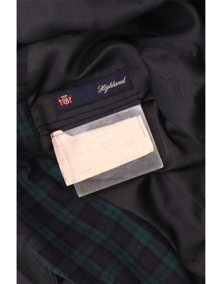 Highland Chaqueta tipo blazer de 2 botones para hombre IT 50 Large Green Check Wool