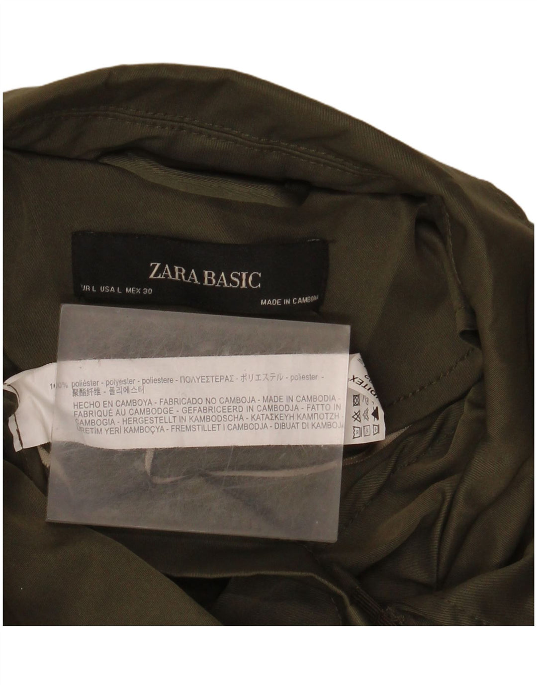 Zara Mujer Chaqueta Militar UK 46 Grande Caqui Poliéster