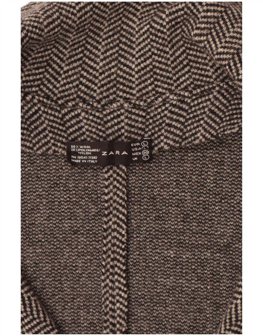 ZARA Chaqueta tipo blazer de punto para mujer UK 44 Grande Gris Espiga