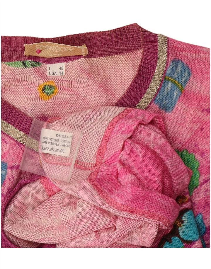 Le Bambole Suéter tipo cárdigan largo con estampado abstracto para mujer IT 48 XL Rosa