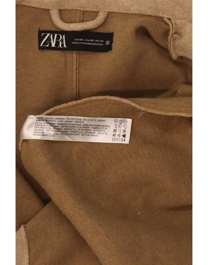 Zara Mujer Chaqueta Blazer Abierta Extragrande UK 6 XS Poliéster Beige