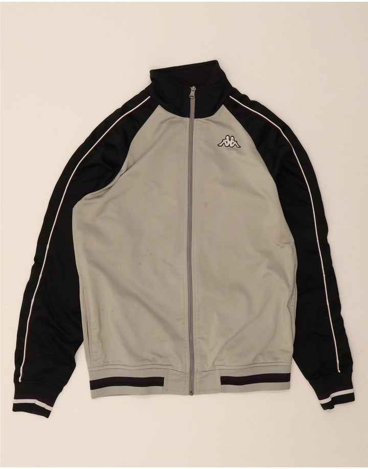 KAPPA Hombre Chándal Top Chaqueta Grande Gris Colorblock Poliéster