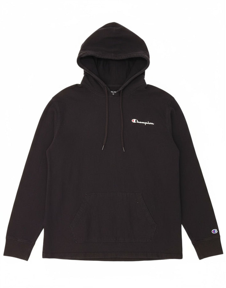 CHAMPION Mens Hoodie Jumper Large Black Cotton