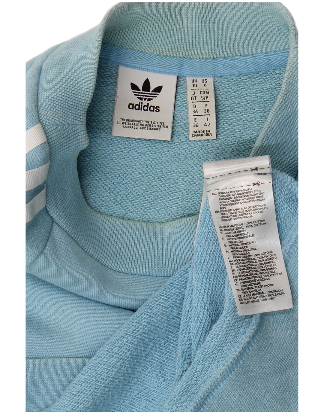 Adidas Mujer Sudadera Jumper UK 10 Pequeño Algodón Azul
