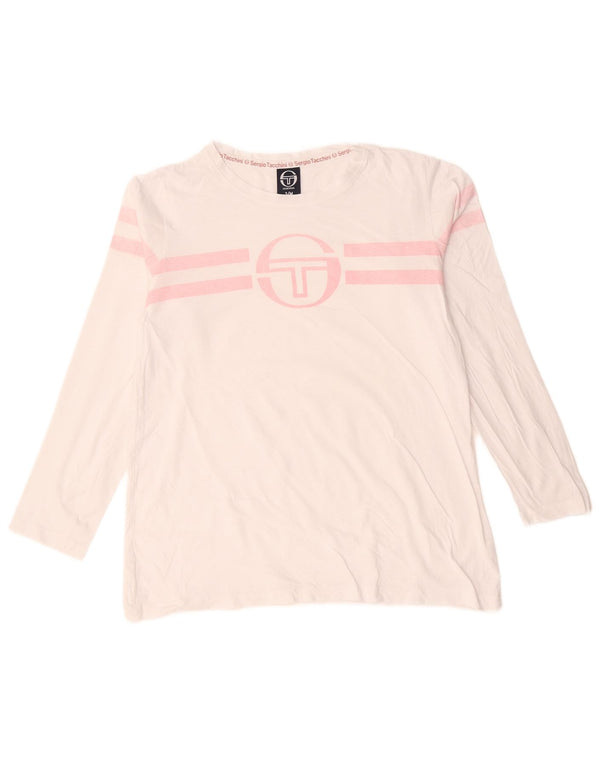 Sergio Tacchini Top gráfico para mujer de manga larga UK 44 Mediano Rayas blancas