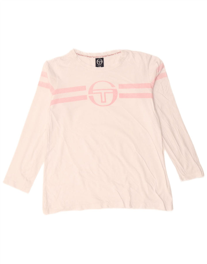 Sergio Tacchini Top gráfico para mujer de manga larga UK 44 Mediano Rayas blancas