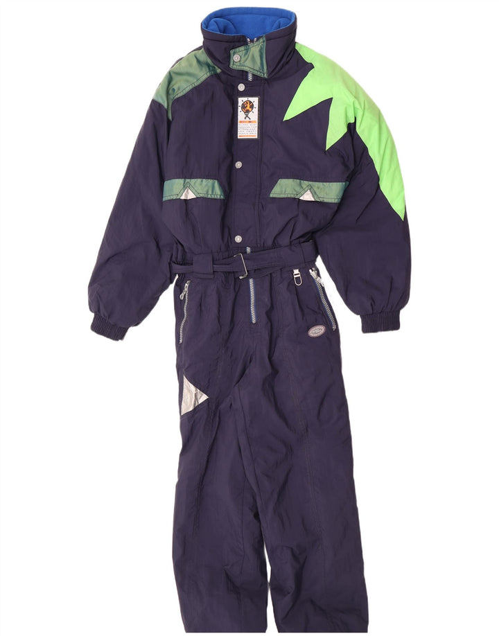 Mono de esquí vintage para hombre IT 48 Medio azul marino Colorblock Poliamida