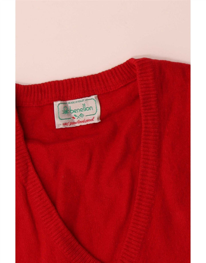 Benetton Camiseta Sin Mangas Sin Mangas Small De Lana De Cordero Roja Hombre