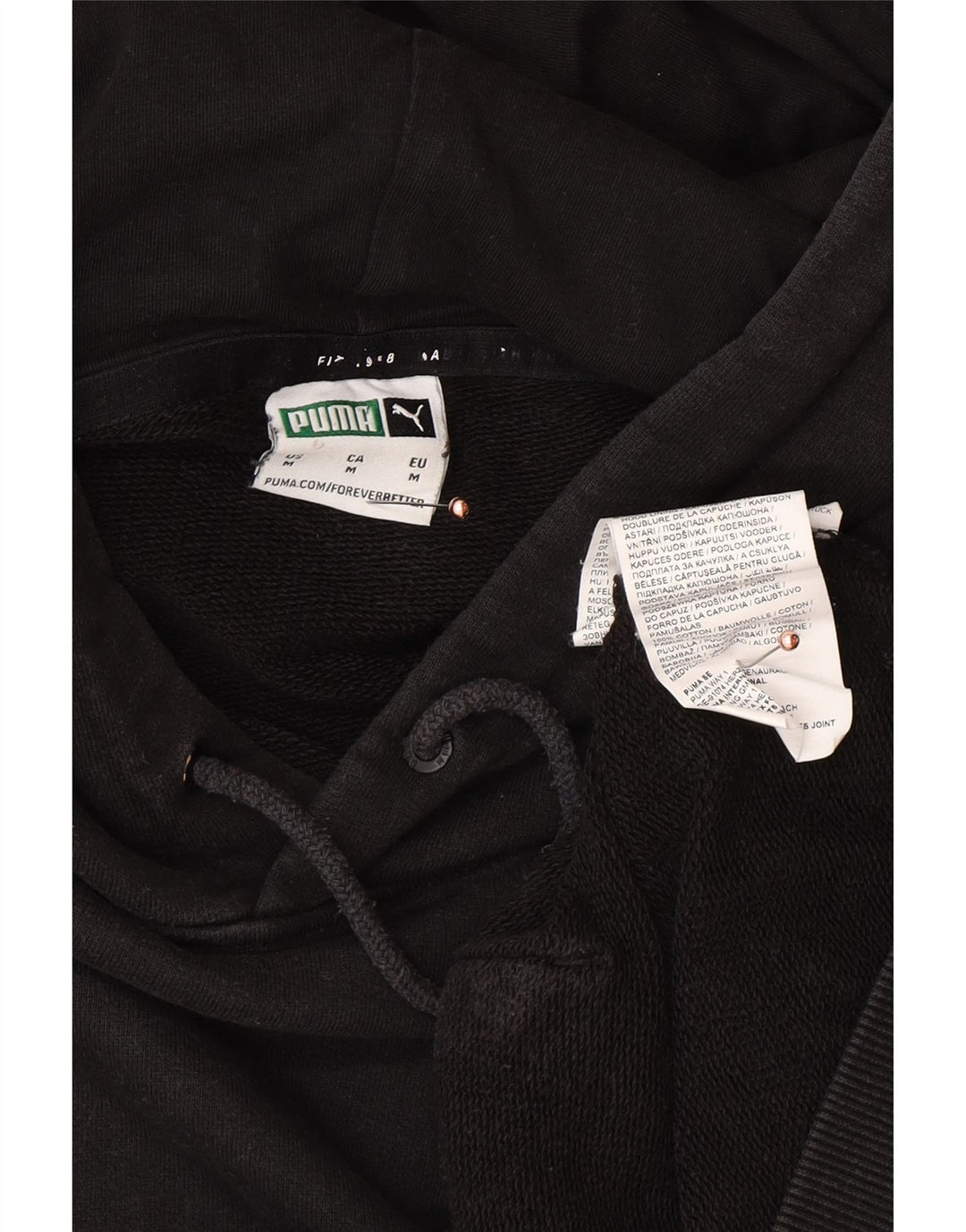 PUMA Jersey con capucha para hombre, tamaño mediano, color negro, algodón con bloques de color