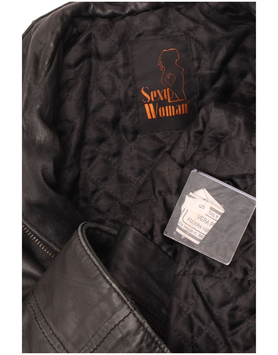 Vintage mujer chaqueta de cuero militar Reino Unido 10 pequeño cuero negro