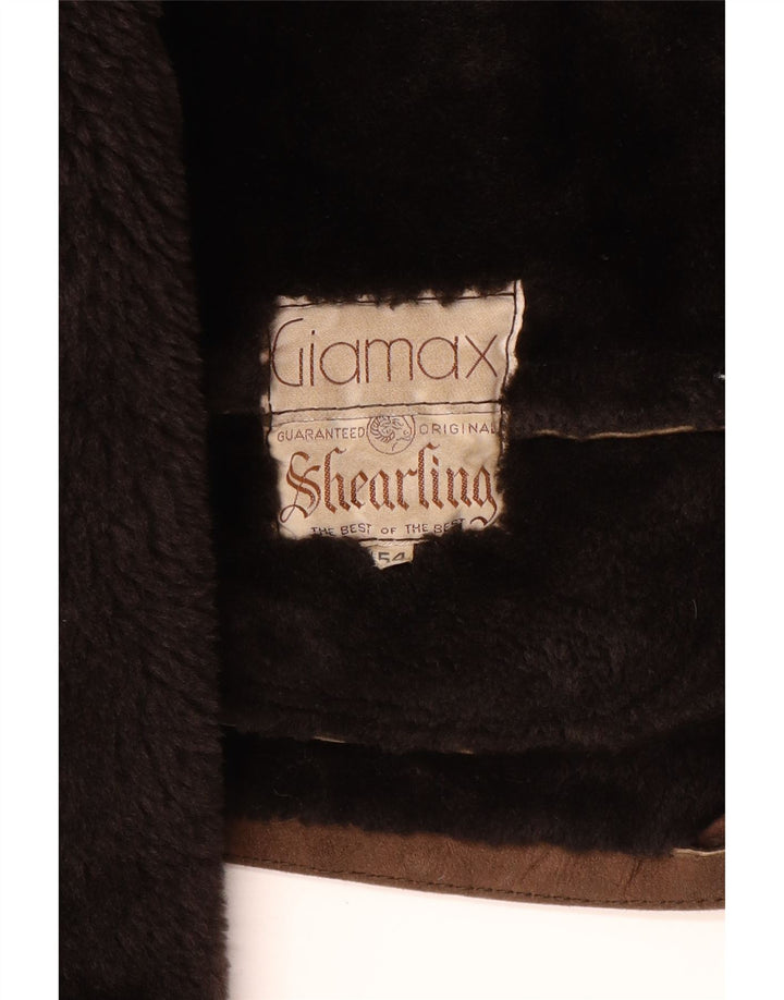 Giamax Chaqueta de piel de oveja para hombre IT 54 2XL Piel de oveja marrón