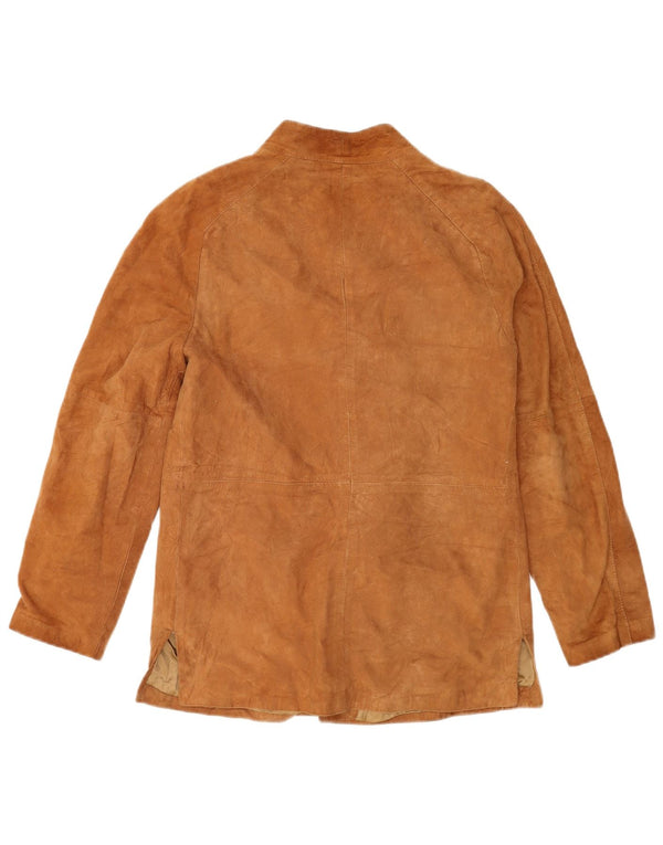 VINTAGE Chaqueta de ante para mujer Reino Unido 14 Cuero marrón medio